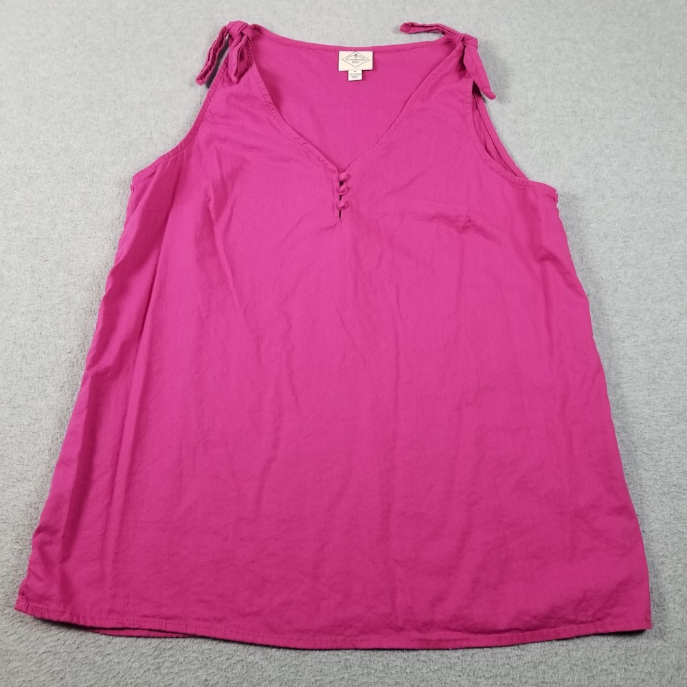 St John's Bay Tank Top Women's M Medium Pink Tie Shoulder‎ V-Neck Spring Summer